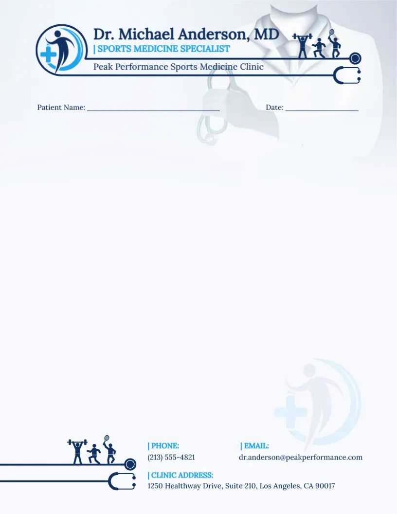 Sports Medicine Doctor Letterhead Template