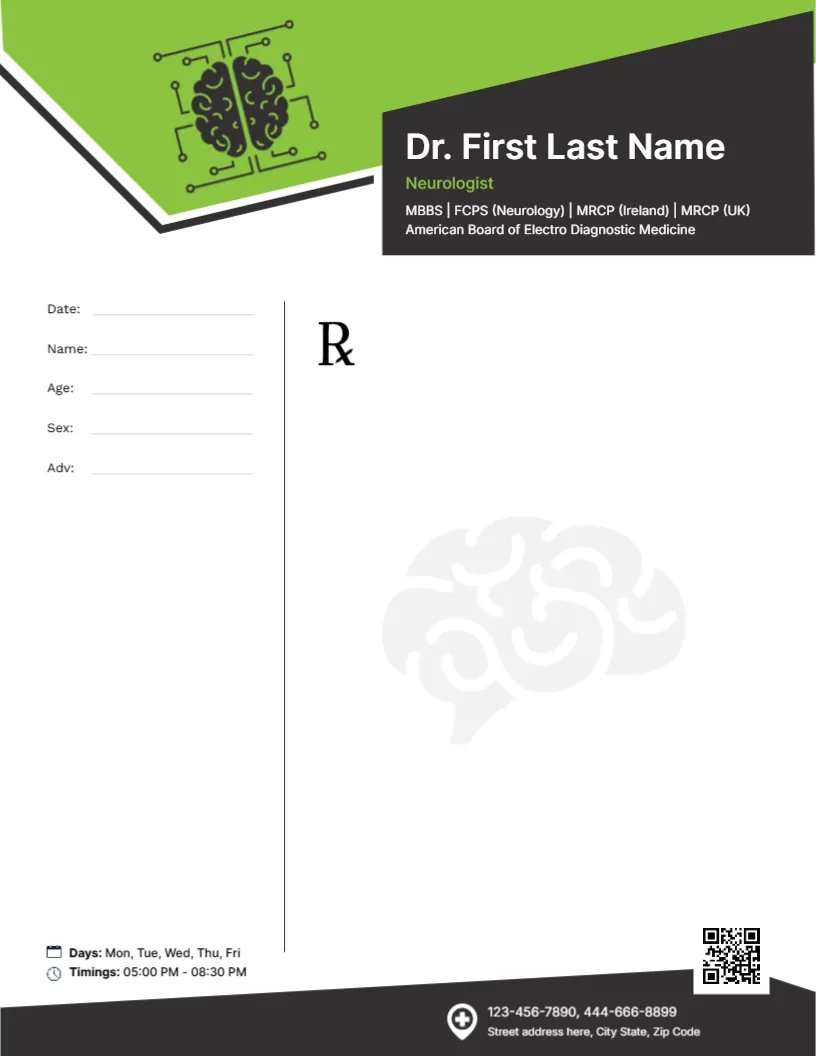 Neurologists Prescription Design Template