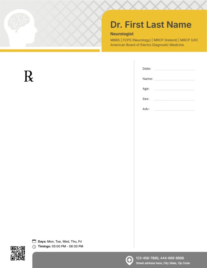 Medical Neurology Prescription Pad