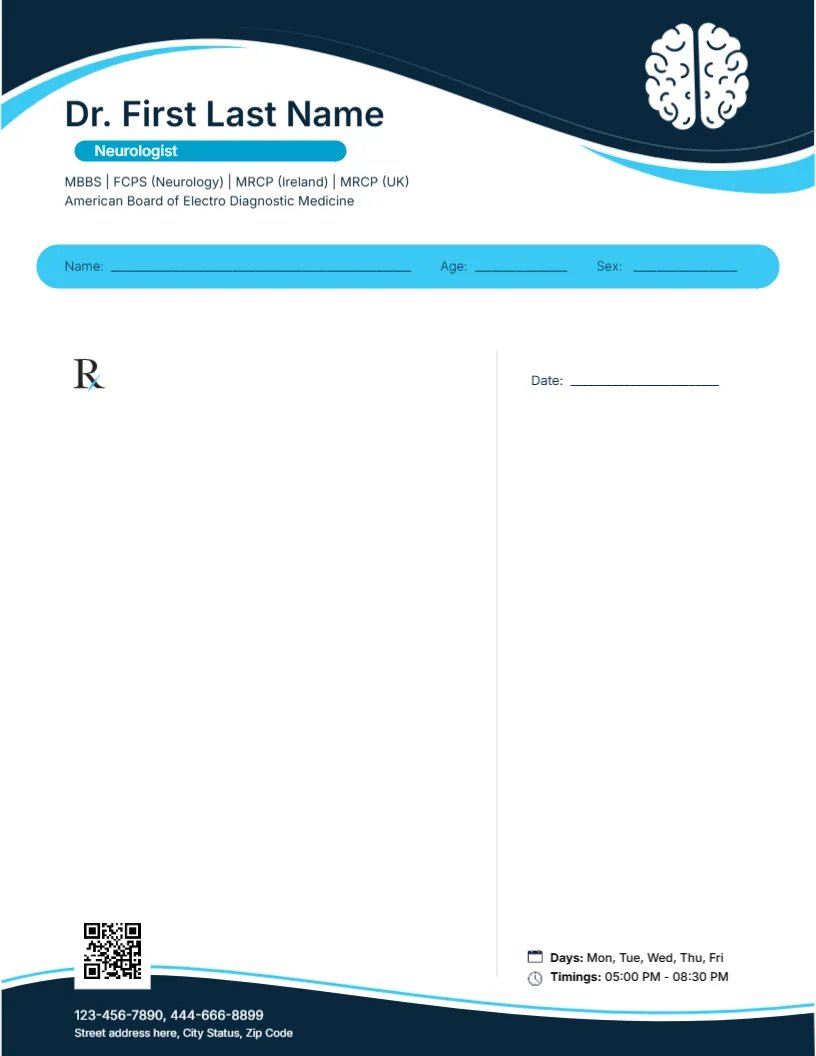 Neurology Care Prescription Template