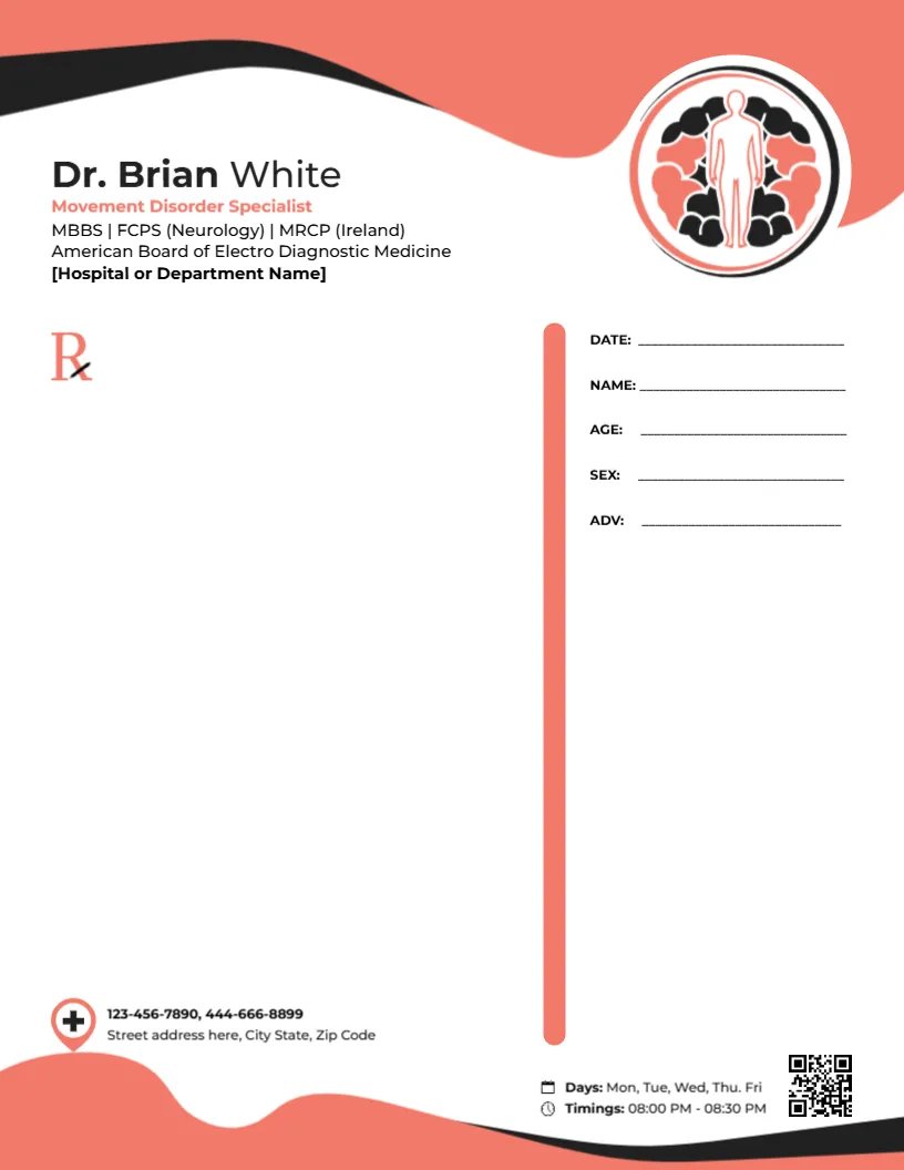 Movement Disorder Specialist Prescription Template