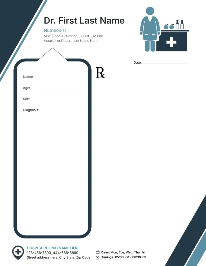 Dietitian & Nutritionist Prescription Template