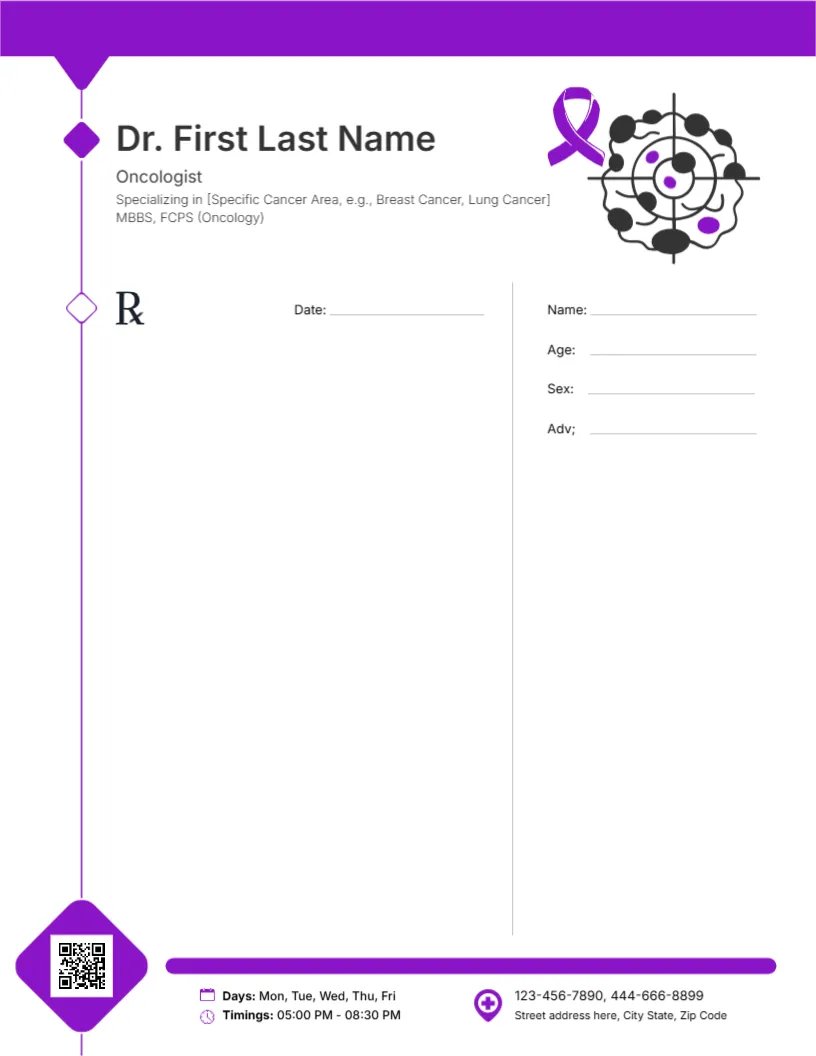 Oncologist Prescription Template