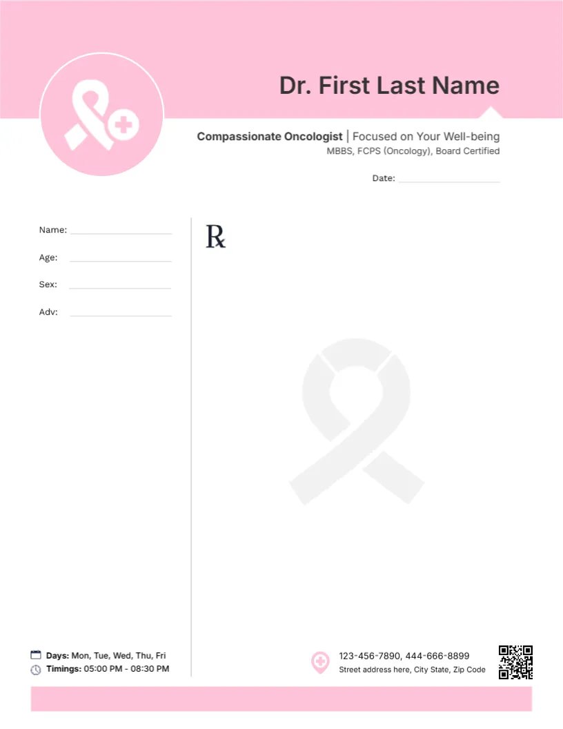 Clinical Oncology Prescription Template