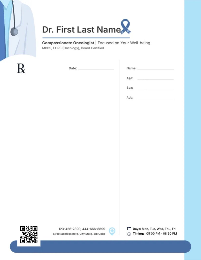 Medical Cancer Care Prescription Template