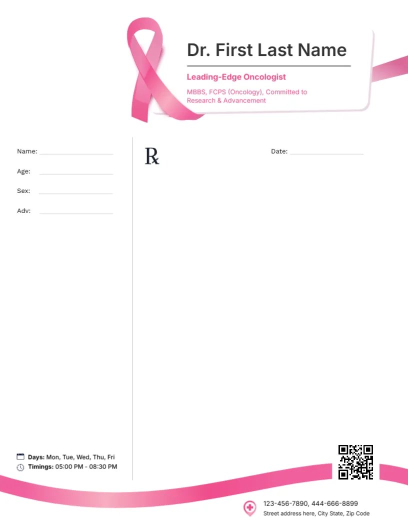Comprehensive Cancer Care Prescription Template