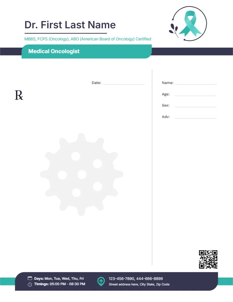 Personalized Cancer Care Prescription Template