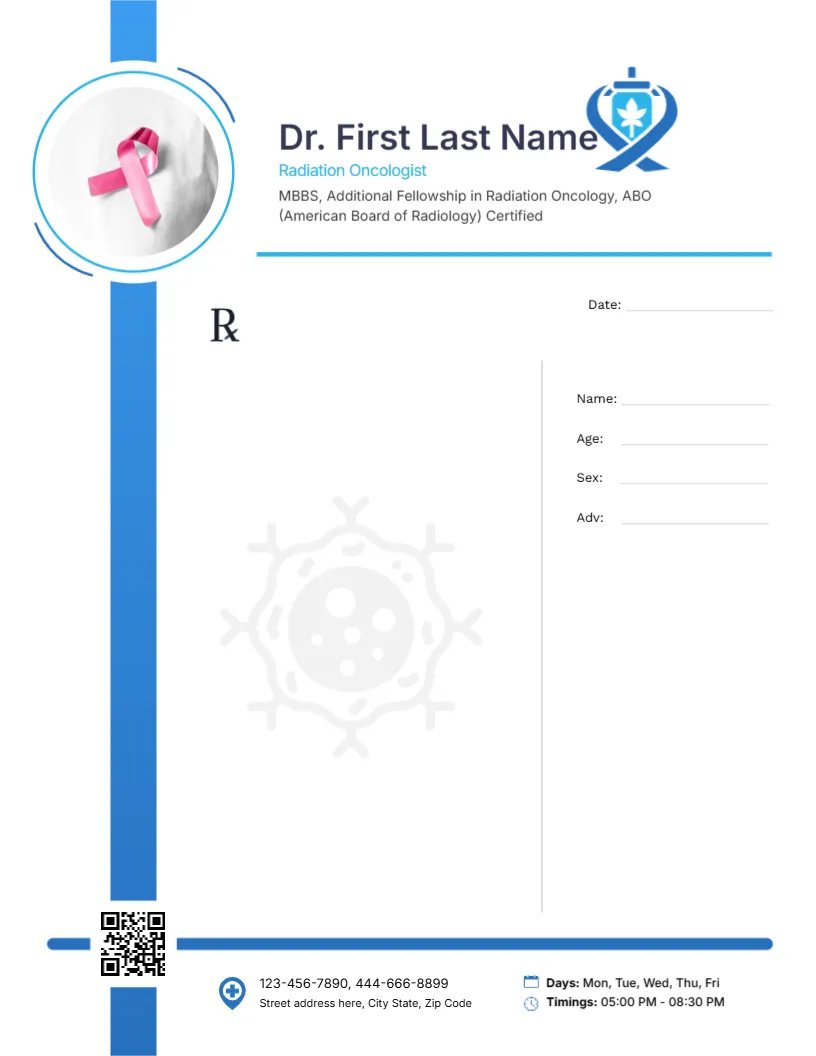 Medical Oncology Prescription Template