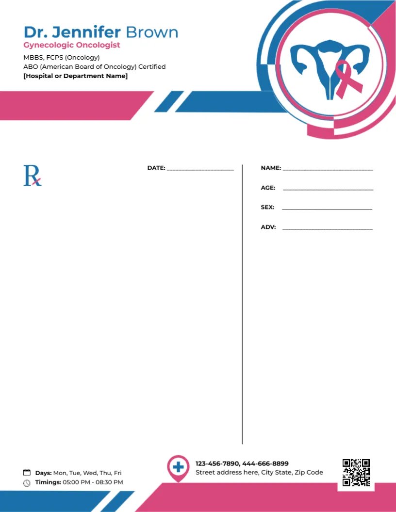 Gynecologic Oncologist Prescription Template