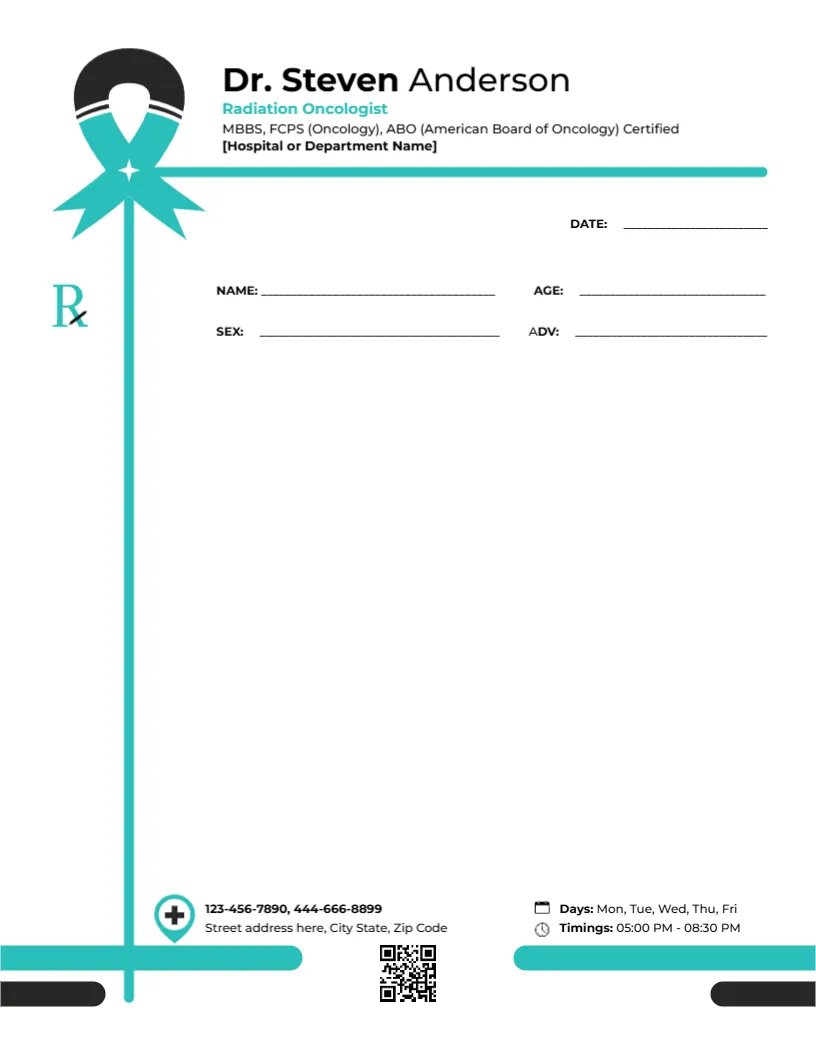 Radiation Oncologist Prescription Template