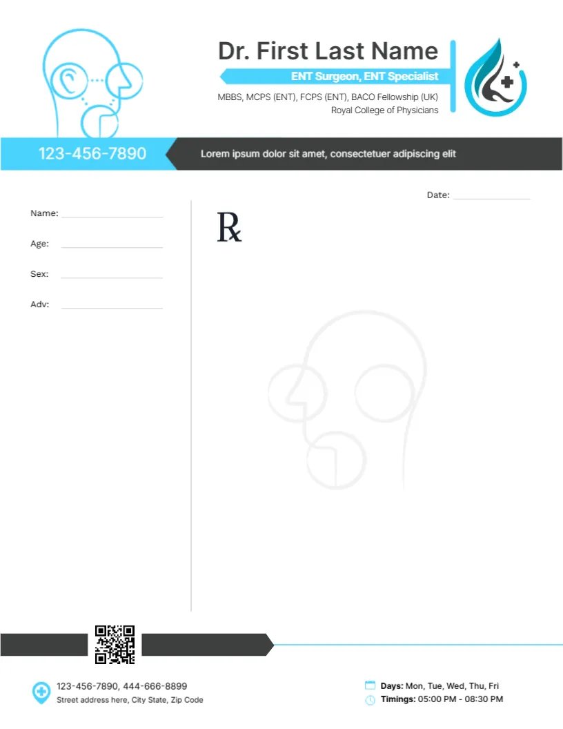 ENT Specialist Prescription Template