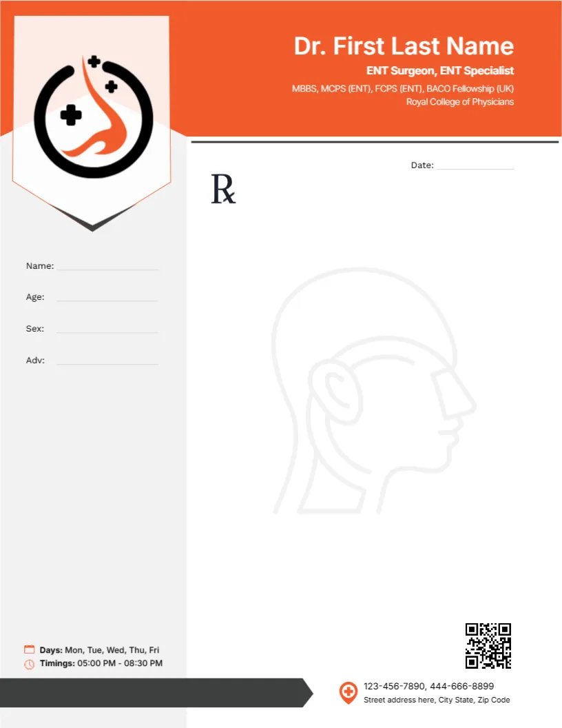 Otolaryngology Medical Prescription Template