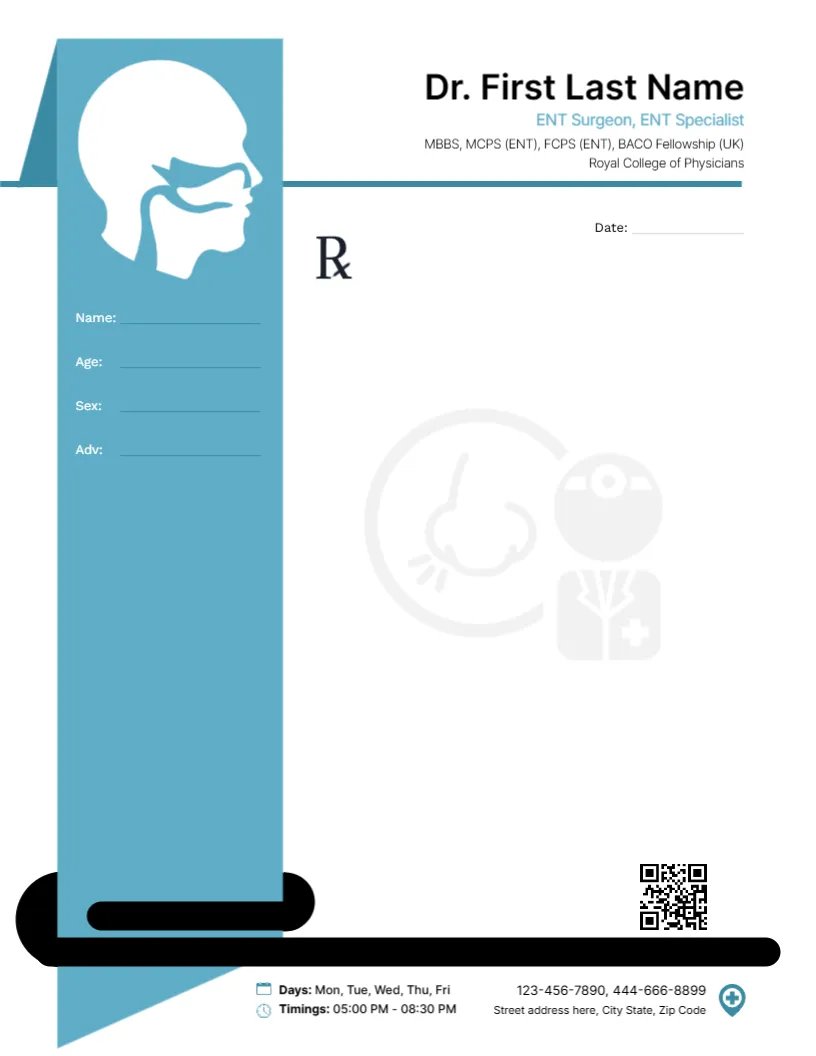 Professional ENT Prescription Template