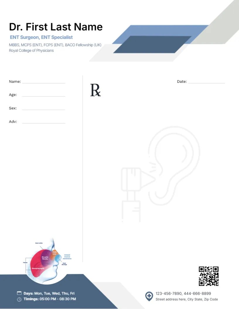 Otolaryngology Doctor Prescription Template