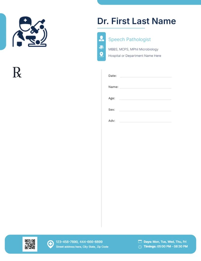 Pathologist Prescription Pad Template
