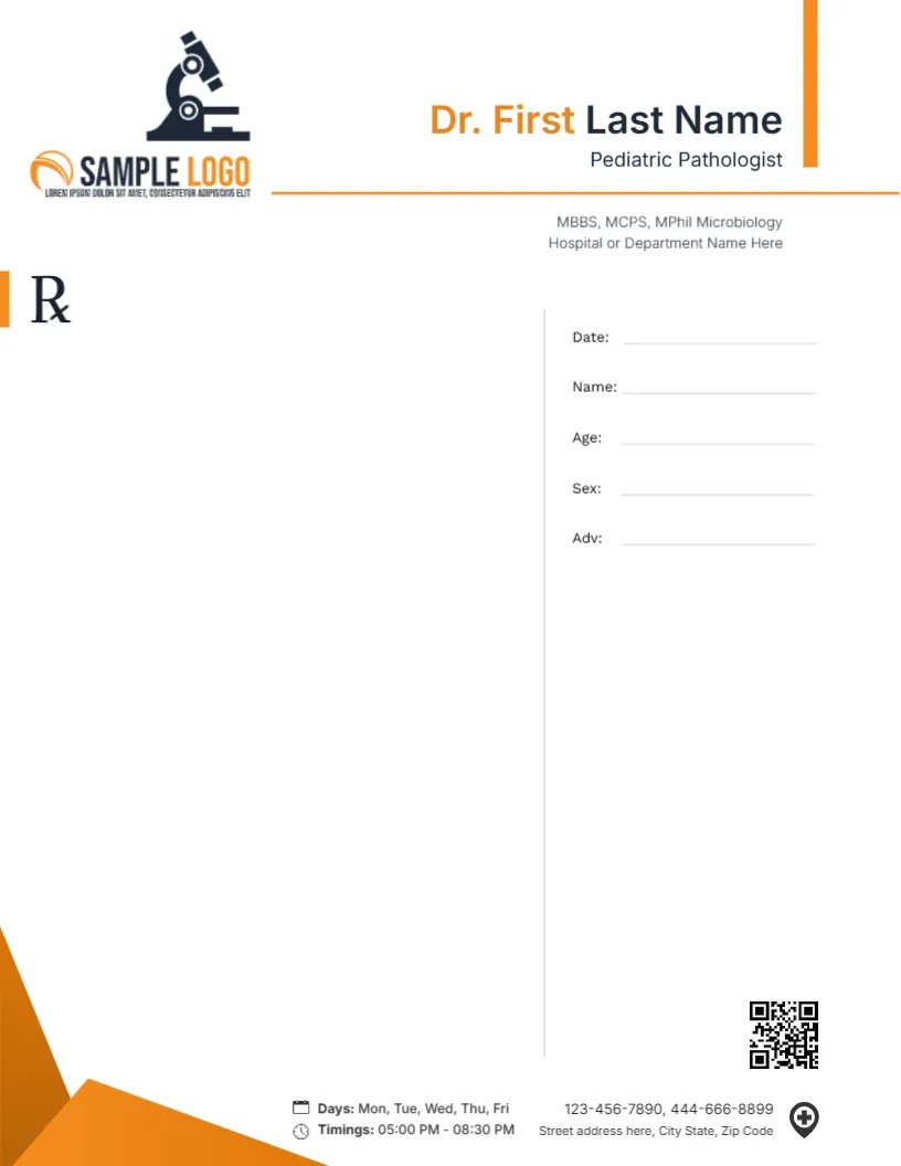 Advanced Pathologist Prescription Template