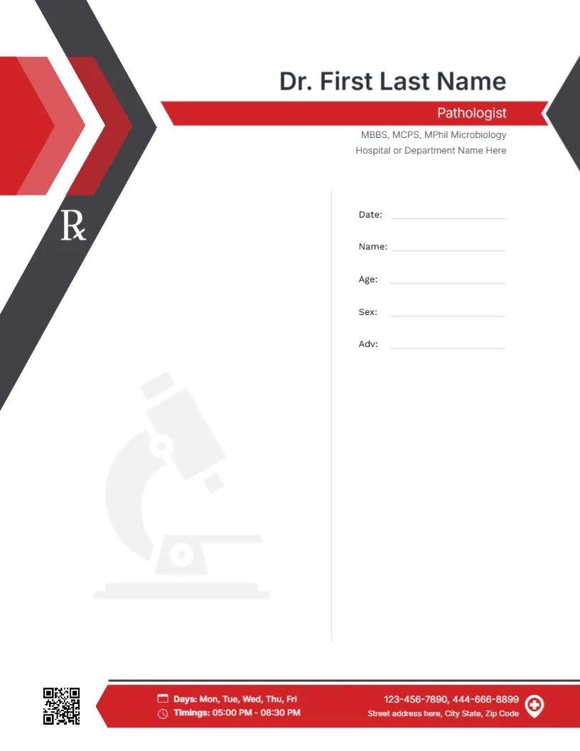Pathologist Clinical Prescription Pad