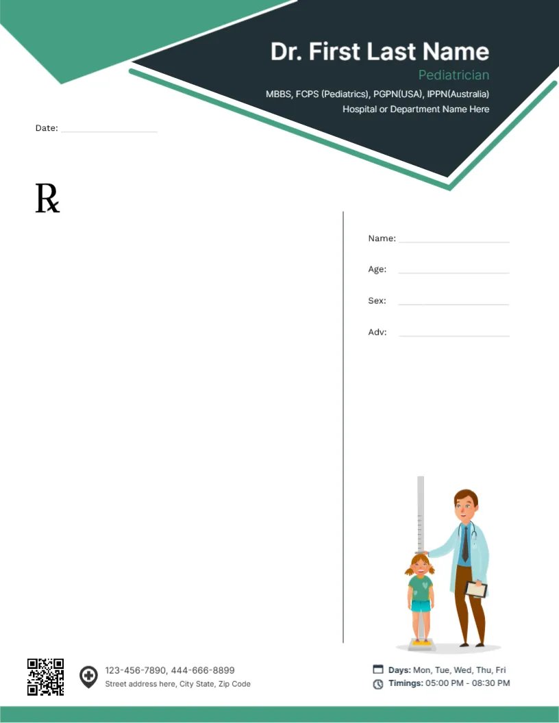 Pediatric Growth Prescription Template