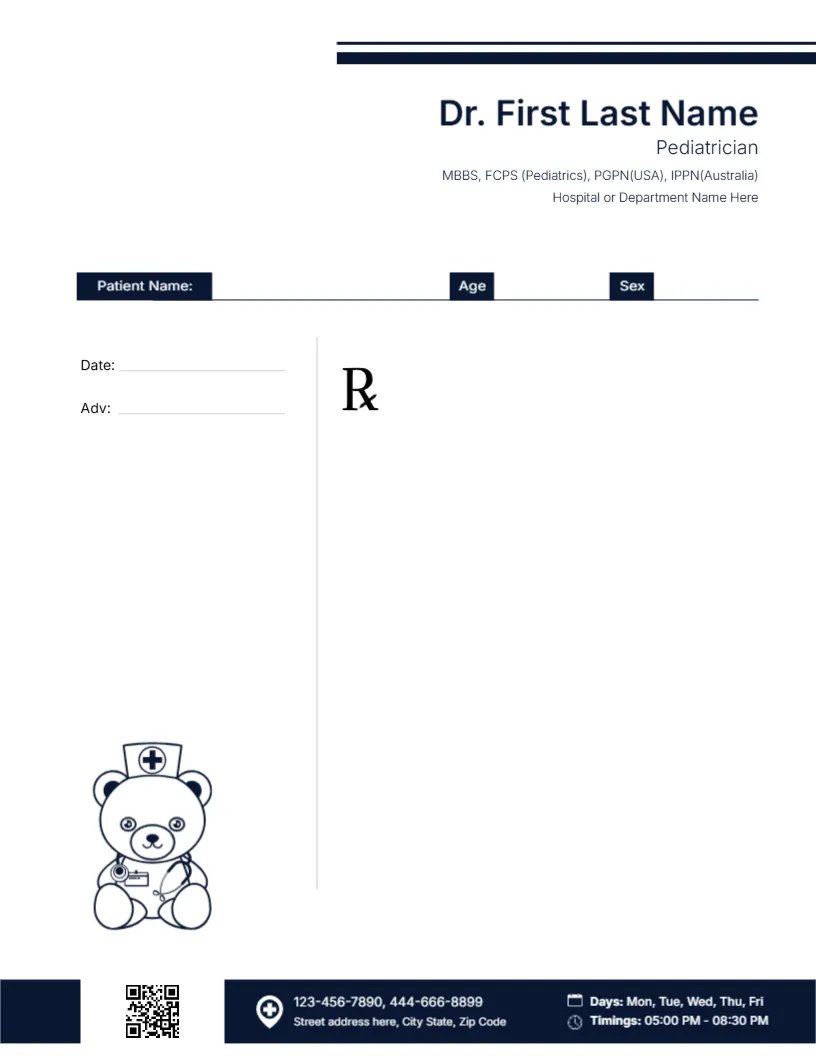 Pediatric Treatment Prescription Template