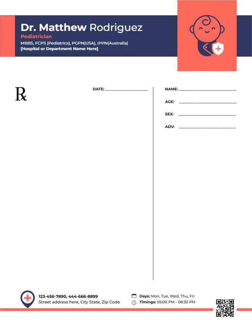 Pediatric Follow-Up Prescription Template