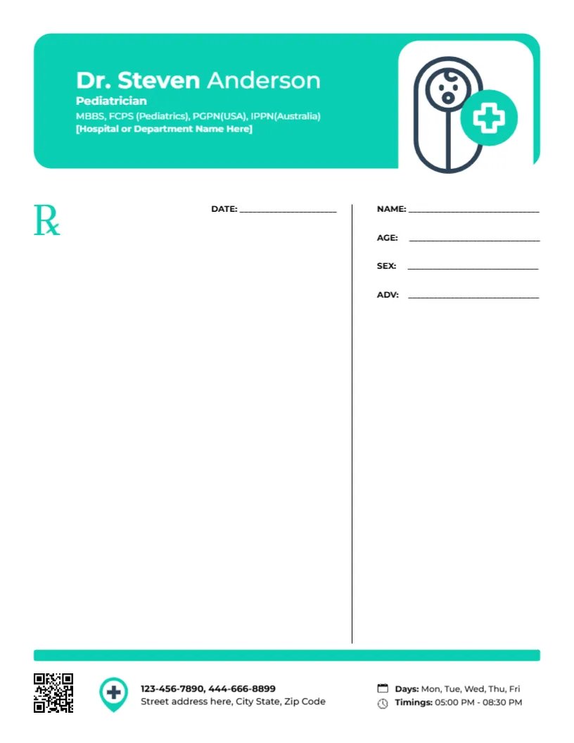 Pediatric Wellness Prescription Template