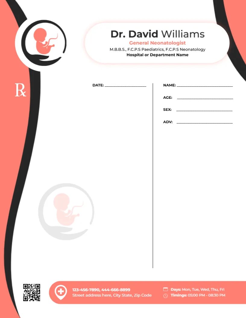 General Neonatologist Prescription Template