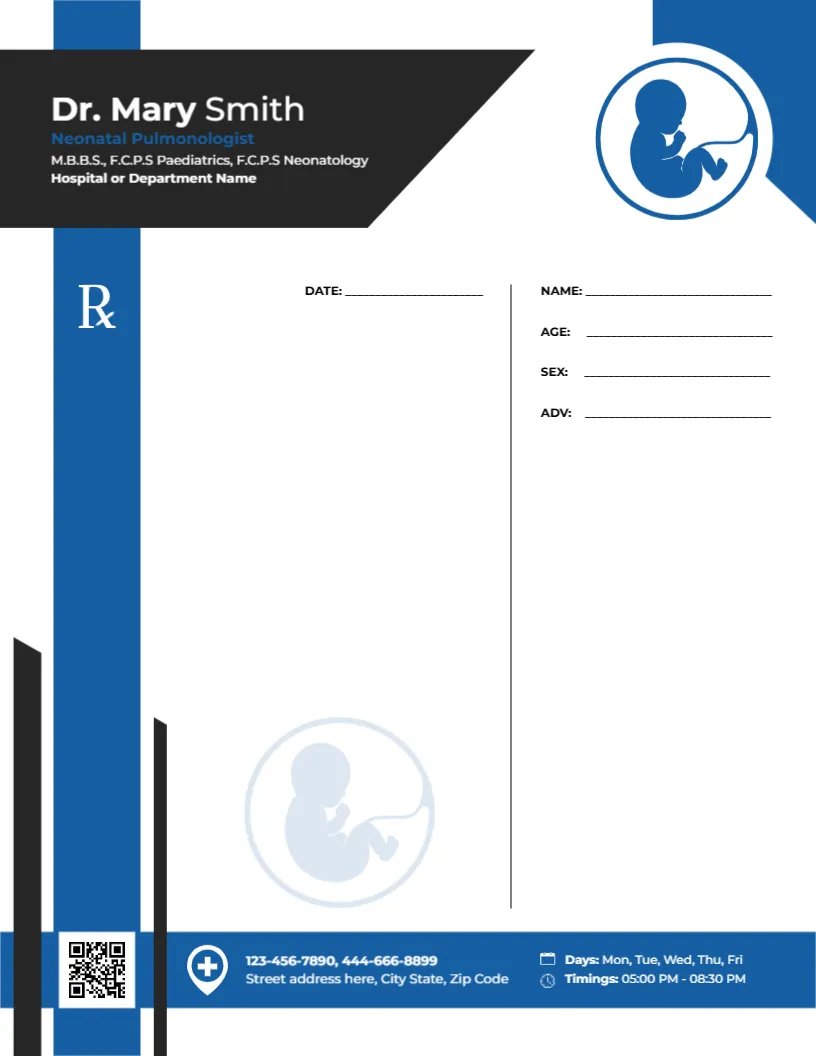 Neonatal Pulmonologist Prescription Template