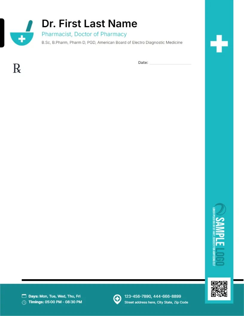 Pharmacist Prescription Letterhead Template