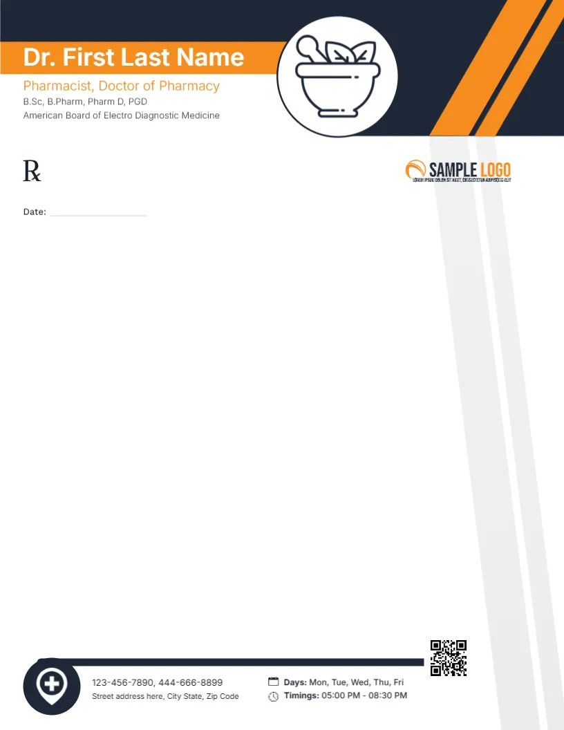 Retail Pharmacist Prescription Template