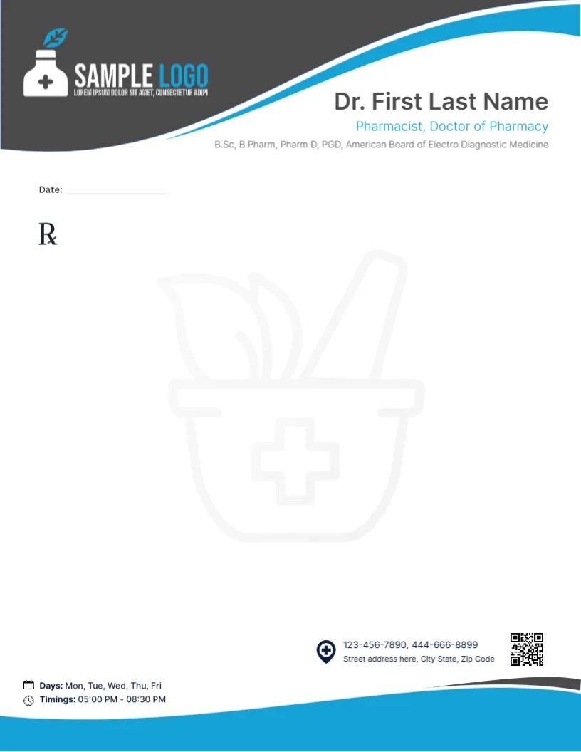 Pharmacy Prescription Letterhead Template