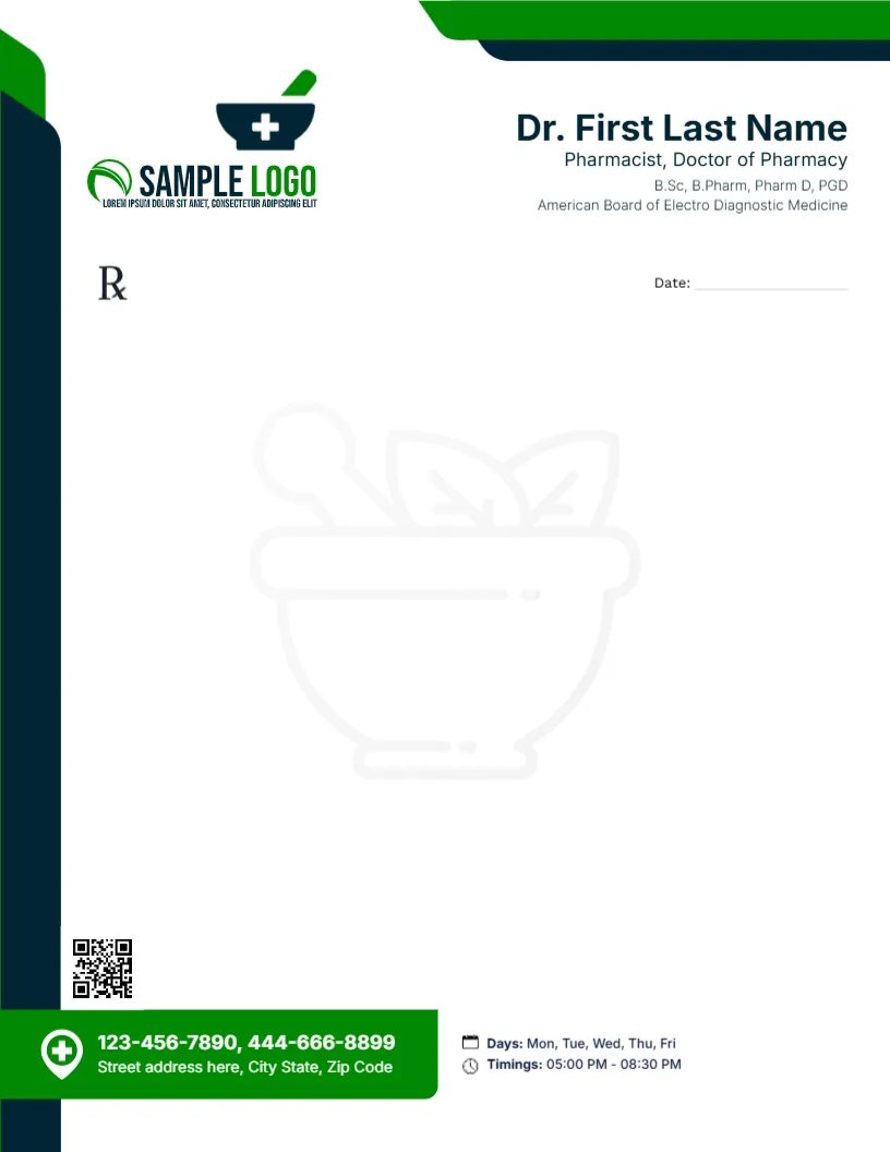 Pharmacist Treatment Prescription Template