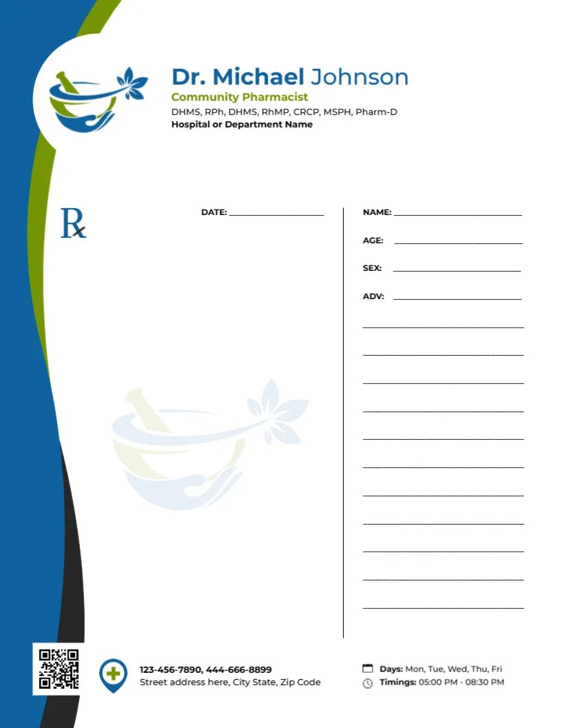 Community Pharmacist Prescription Template