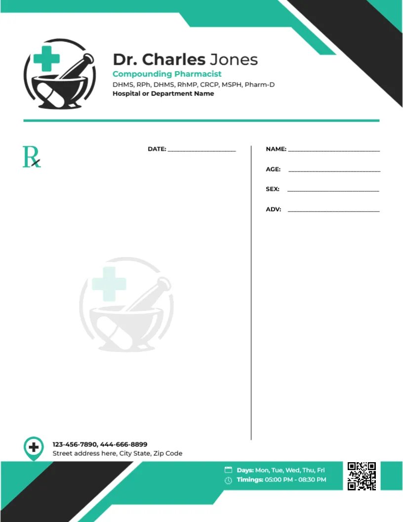 Compounding Pharmacist Prescription Template