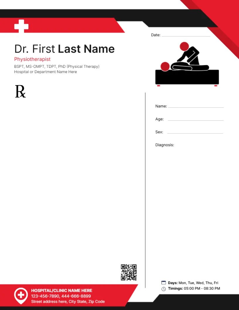 Physiotherapist Prescription Pad Template