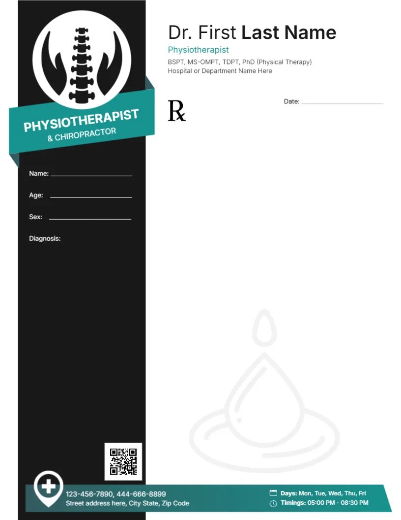 Physiotherapist & Chiropractor Prescription Template