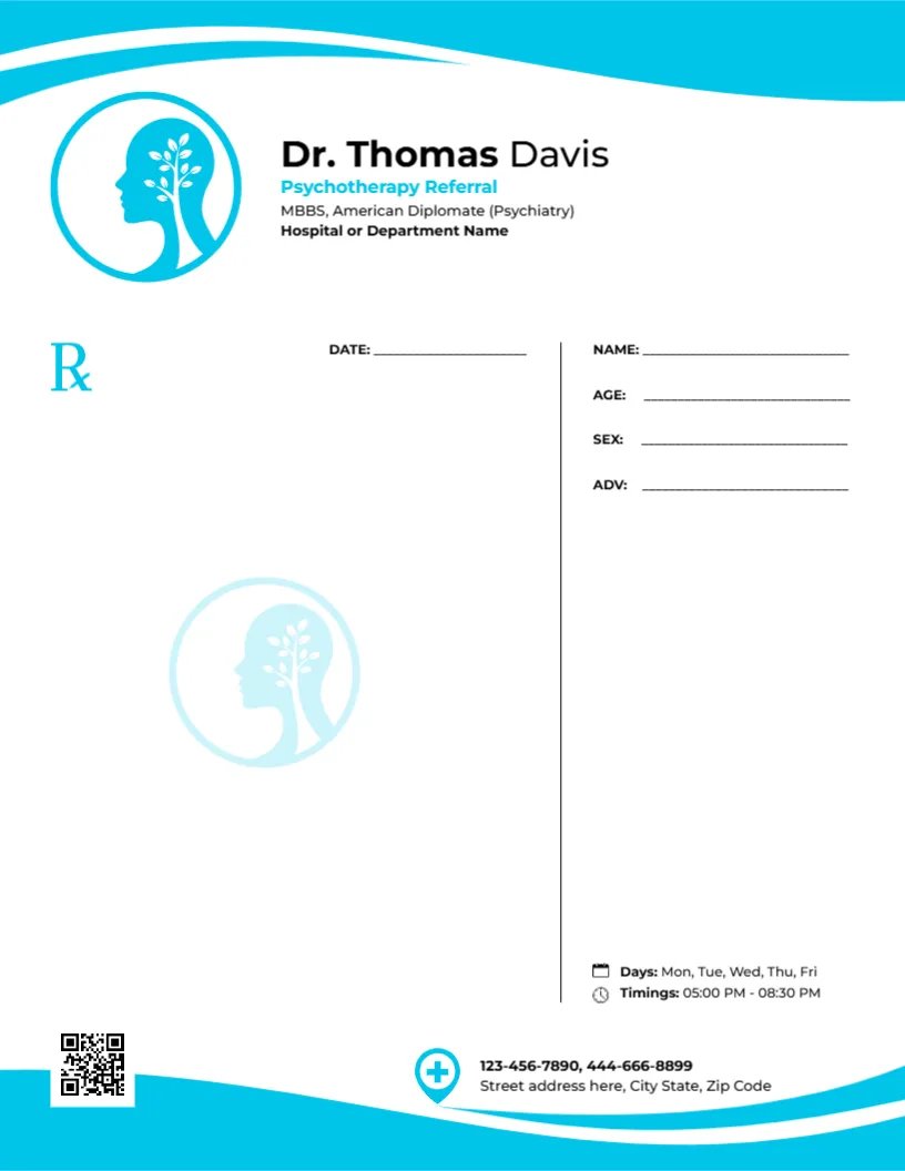 Psychotherapy Referral Prescription Template