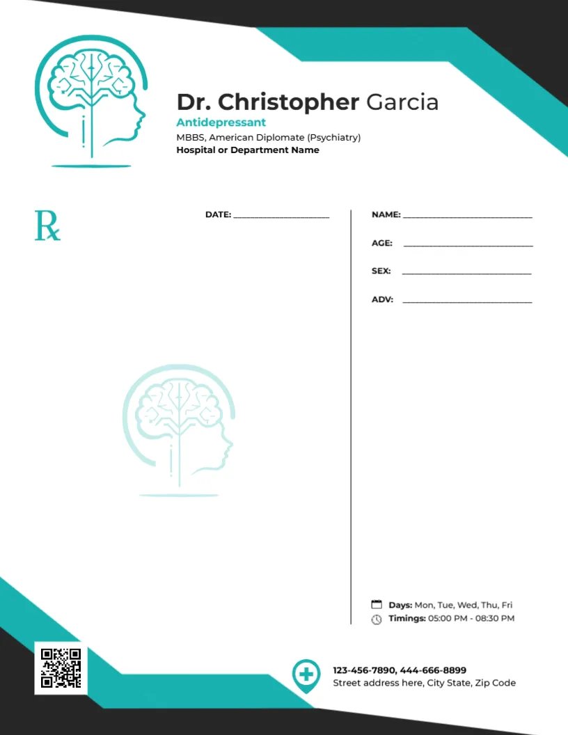 Antidepressant Prescription Template