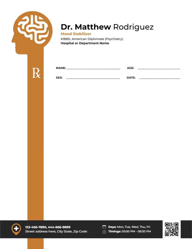 Mood Stabilizer Prescription Template