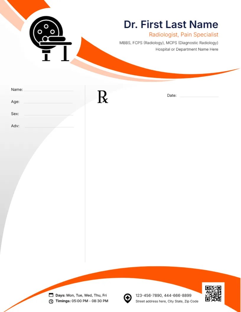 Radiologist Medical Prescription Pad Template