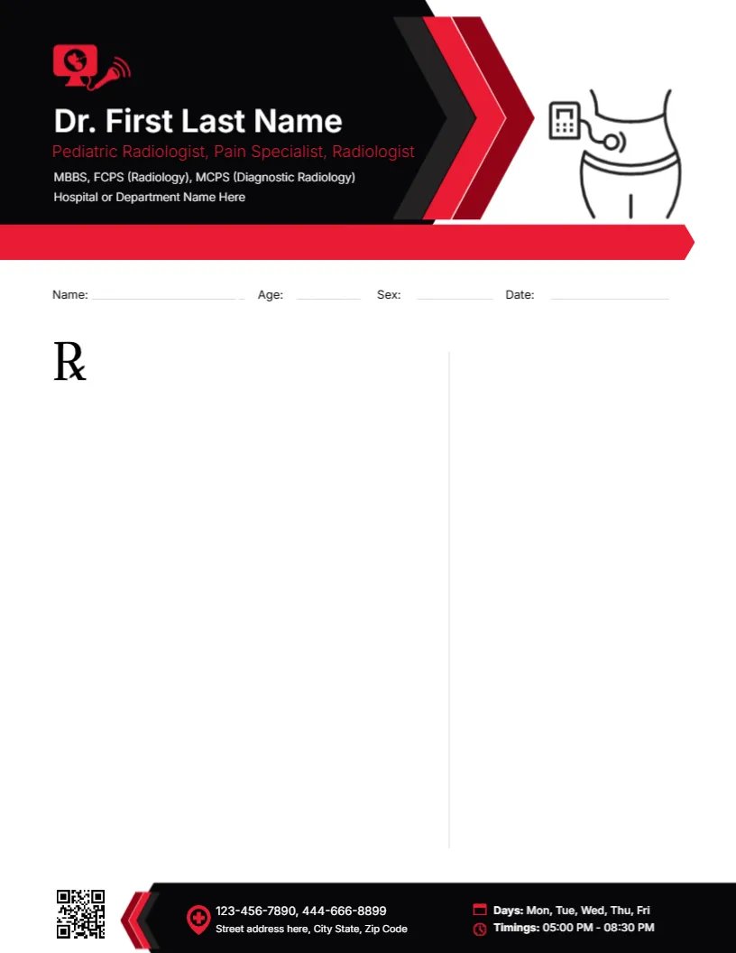 Pediatric Radiology Prescription Pad Template