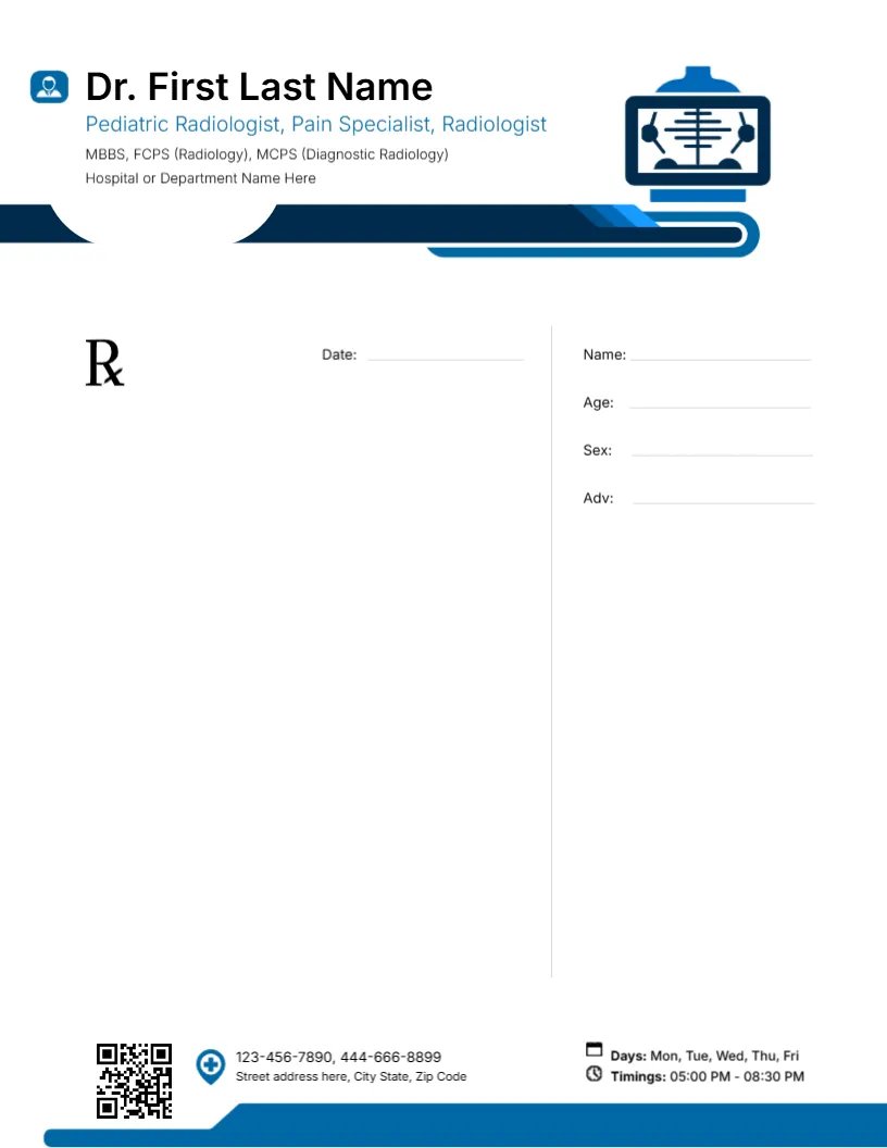 Bone Scan Prescription Pad Template