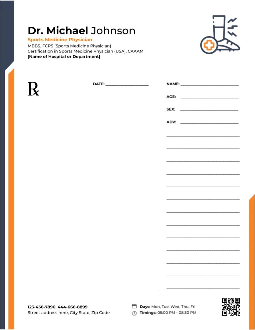 Sports Medicine Treatment Prescription Pad