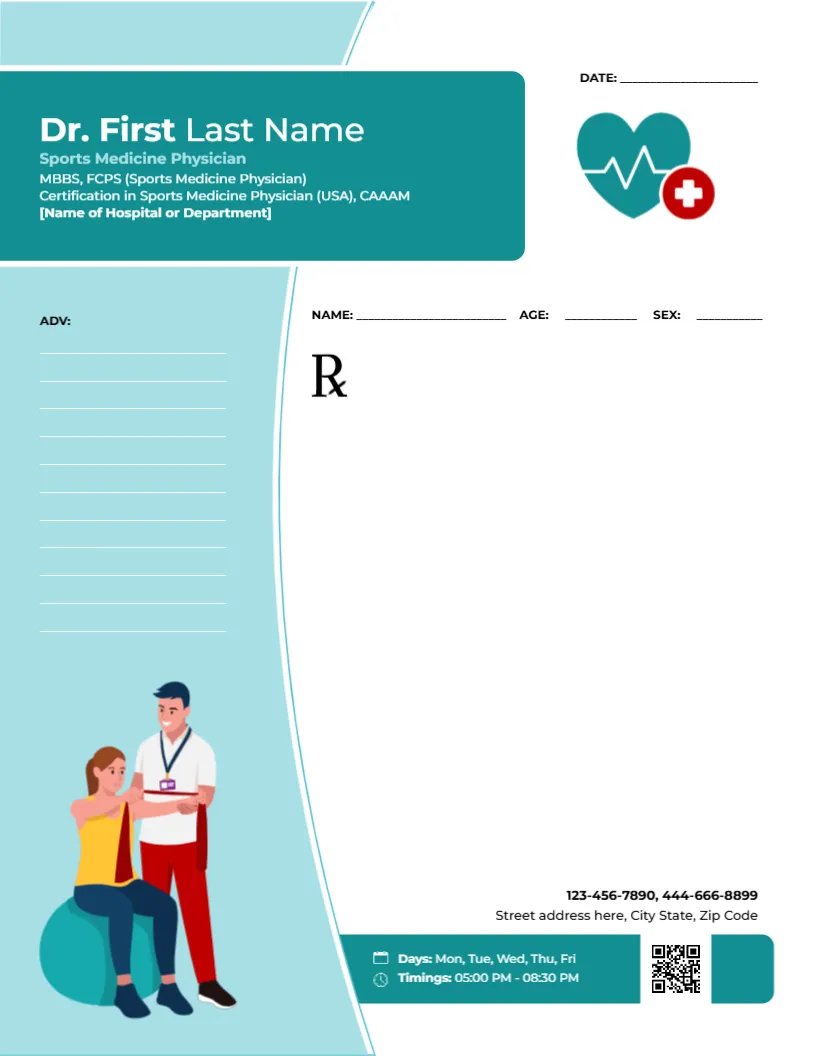 Musculoskeletal Sports Medicine Prescription Template