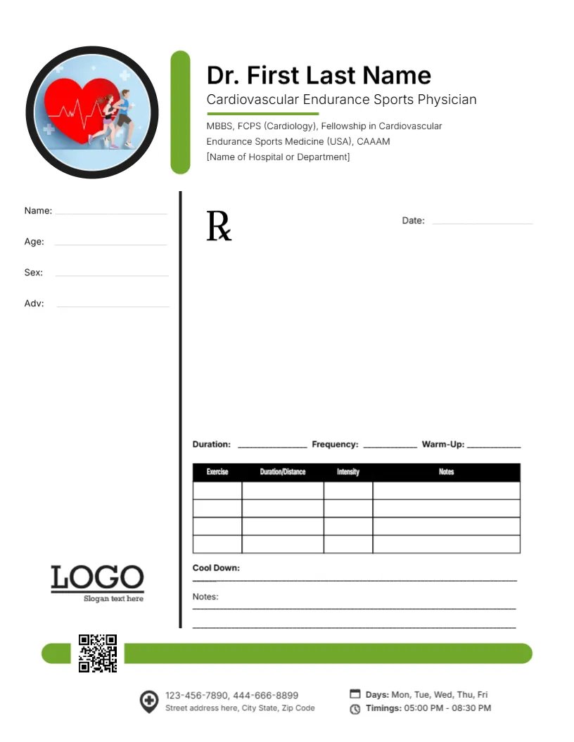 Sports Physician Exercise Prescription Template