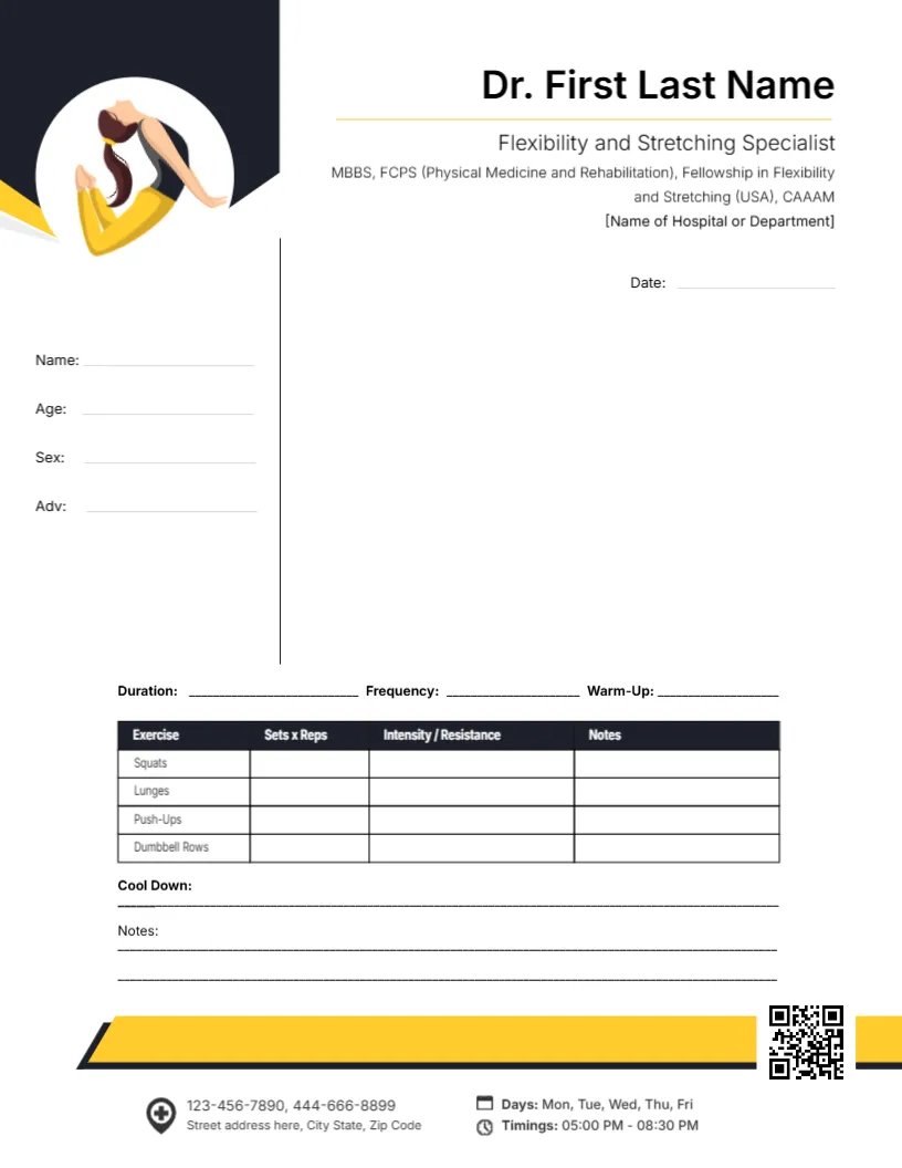 Flexibility and Stretching Exercise Prescription Template