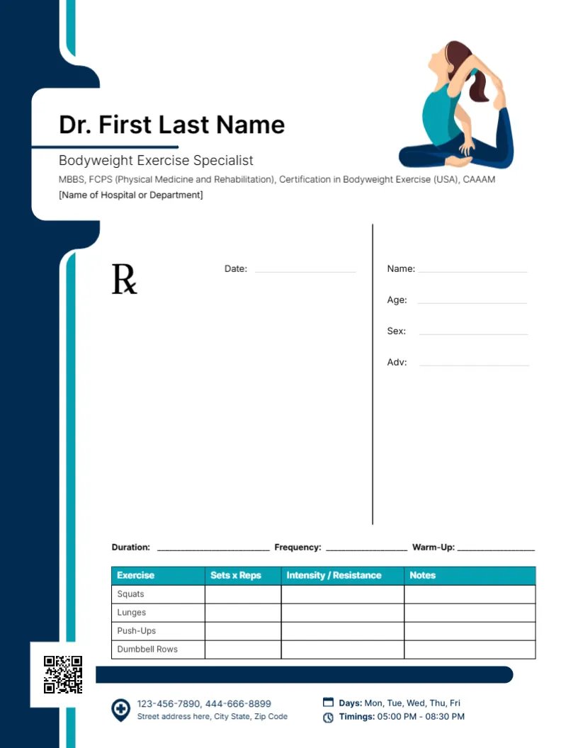 Bodyweight Exercise Prescription Template