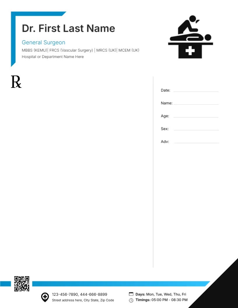 Specialist Surgeon Prescription Template