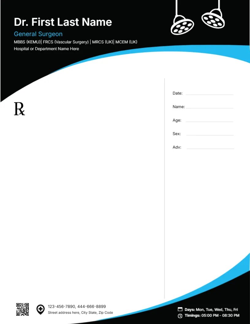 Surgical Consultation Prescription Template