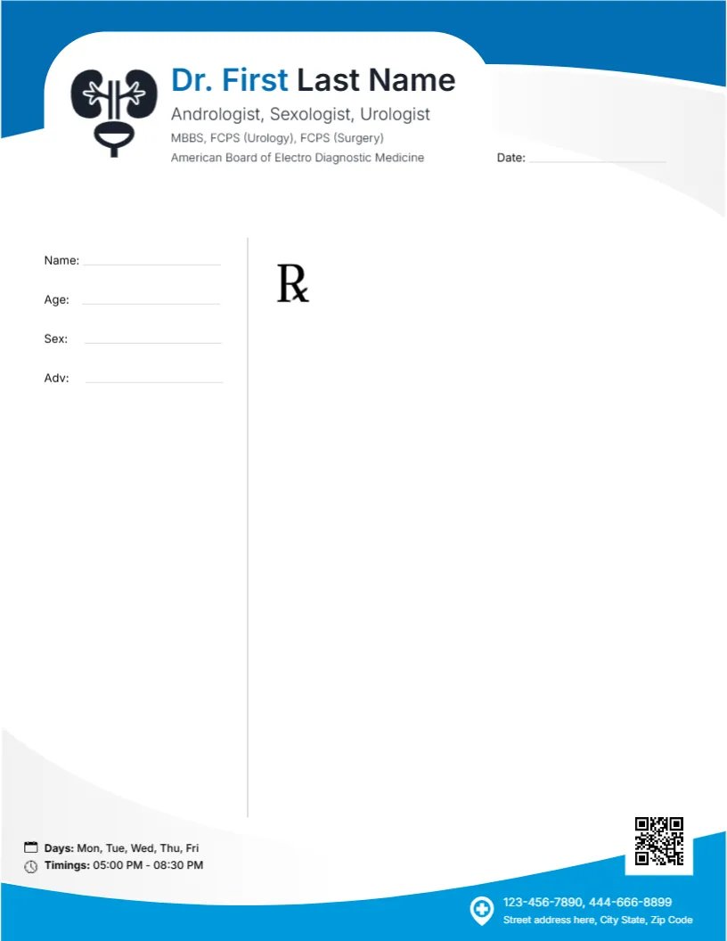 Urologist Prescription Pad Template