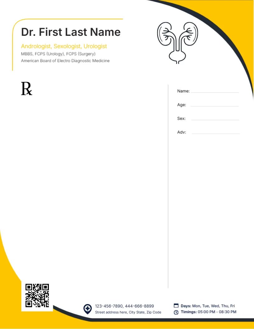 Andrologist Prescription Pad Template
